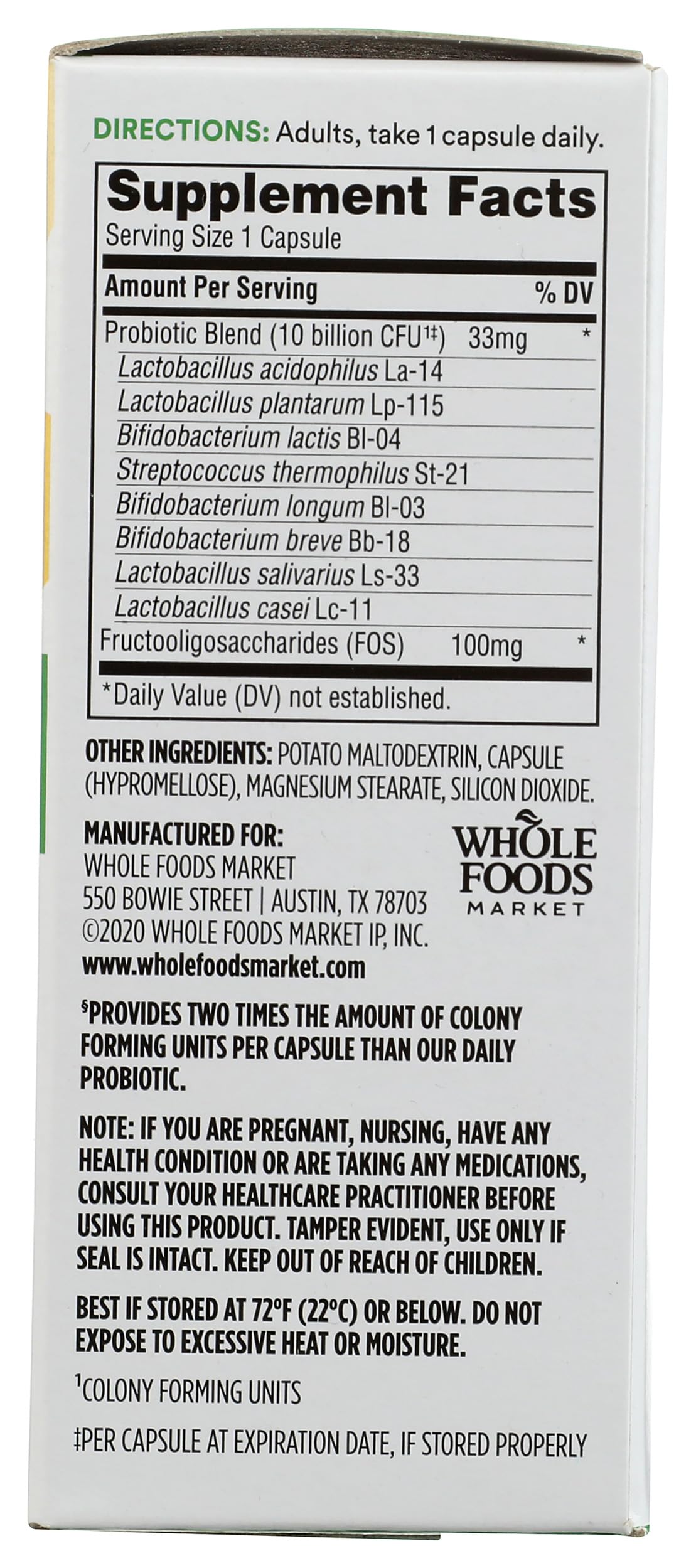 365 by Whole Foods Market Probiotic Capsules on a wooden table