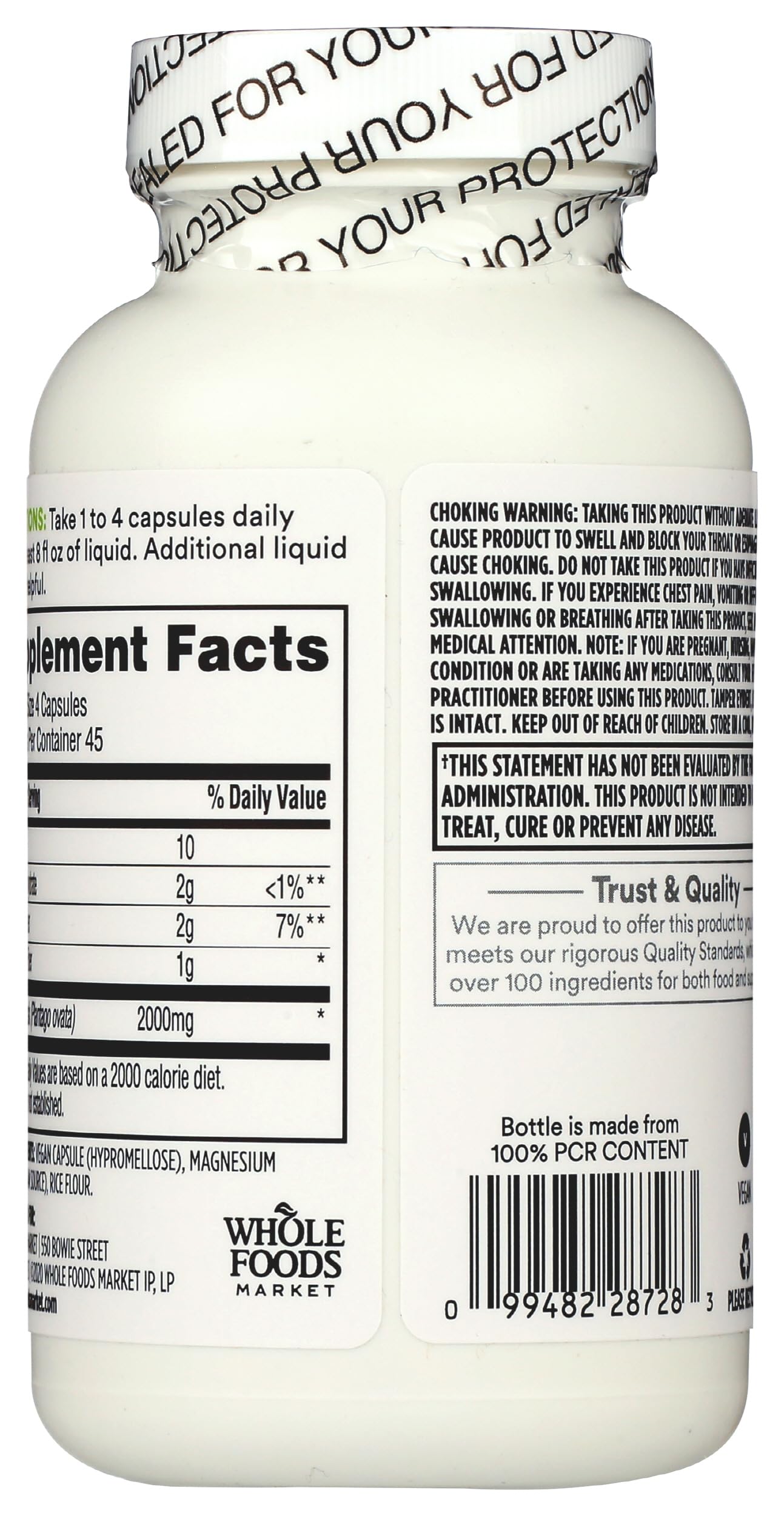 365 by Whole Foods Market Psyllium Husk 180 vegetarian capsules