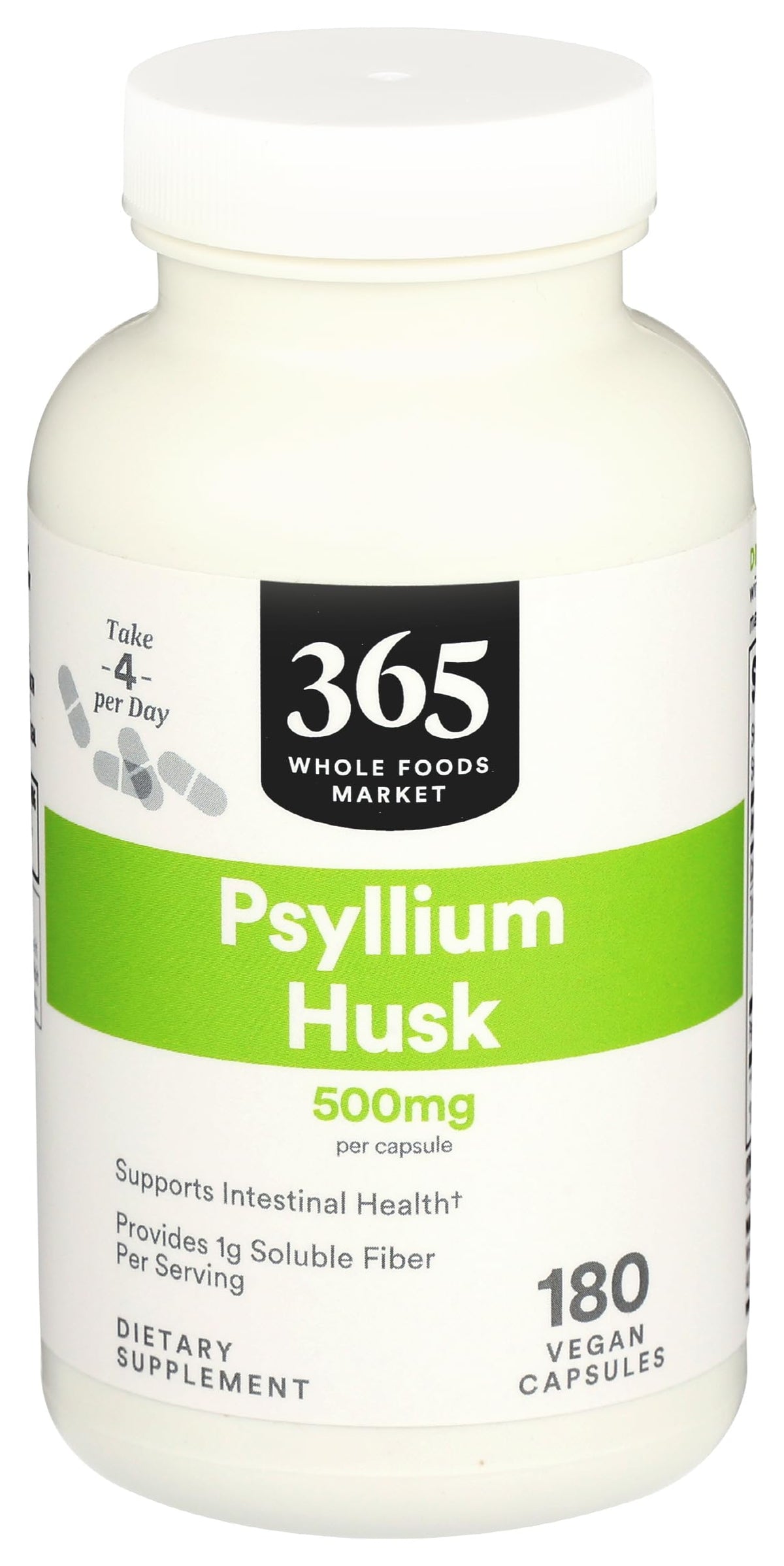365 by Whole Foods Market Psyllium Husk 500mg bottle front view