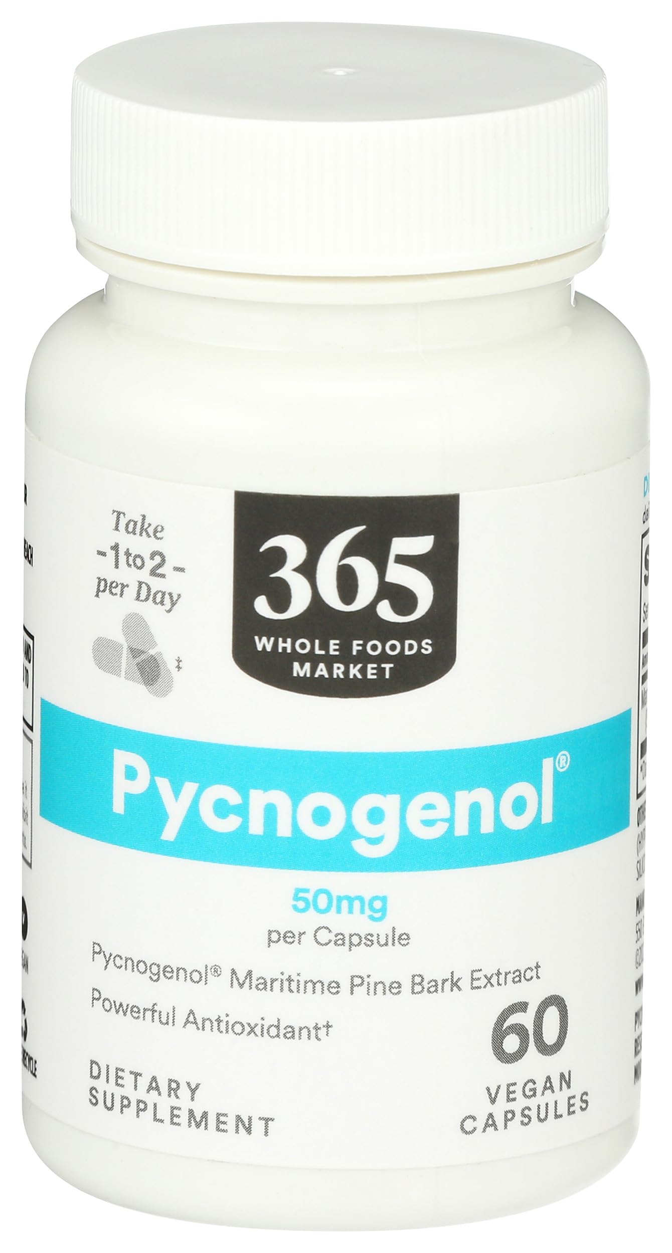 365 by Whole Foods Market Pycnogenol maritime pine bark extract 60 capsules front view