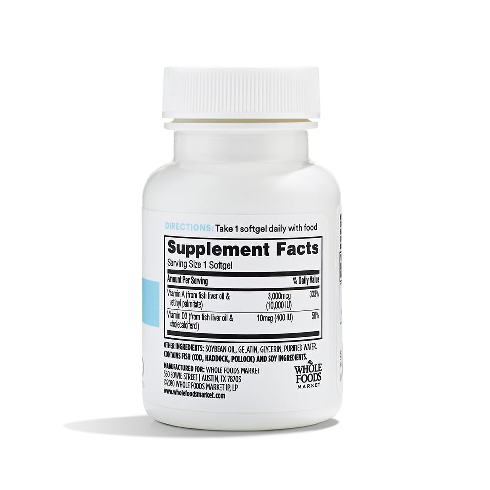 365 by Whole Foods Market Vitamin A and D Softgels back view