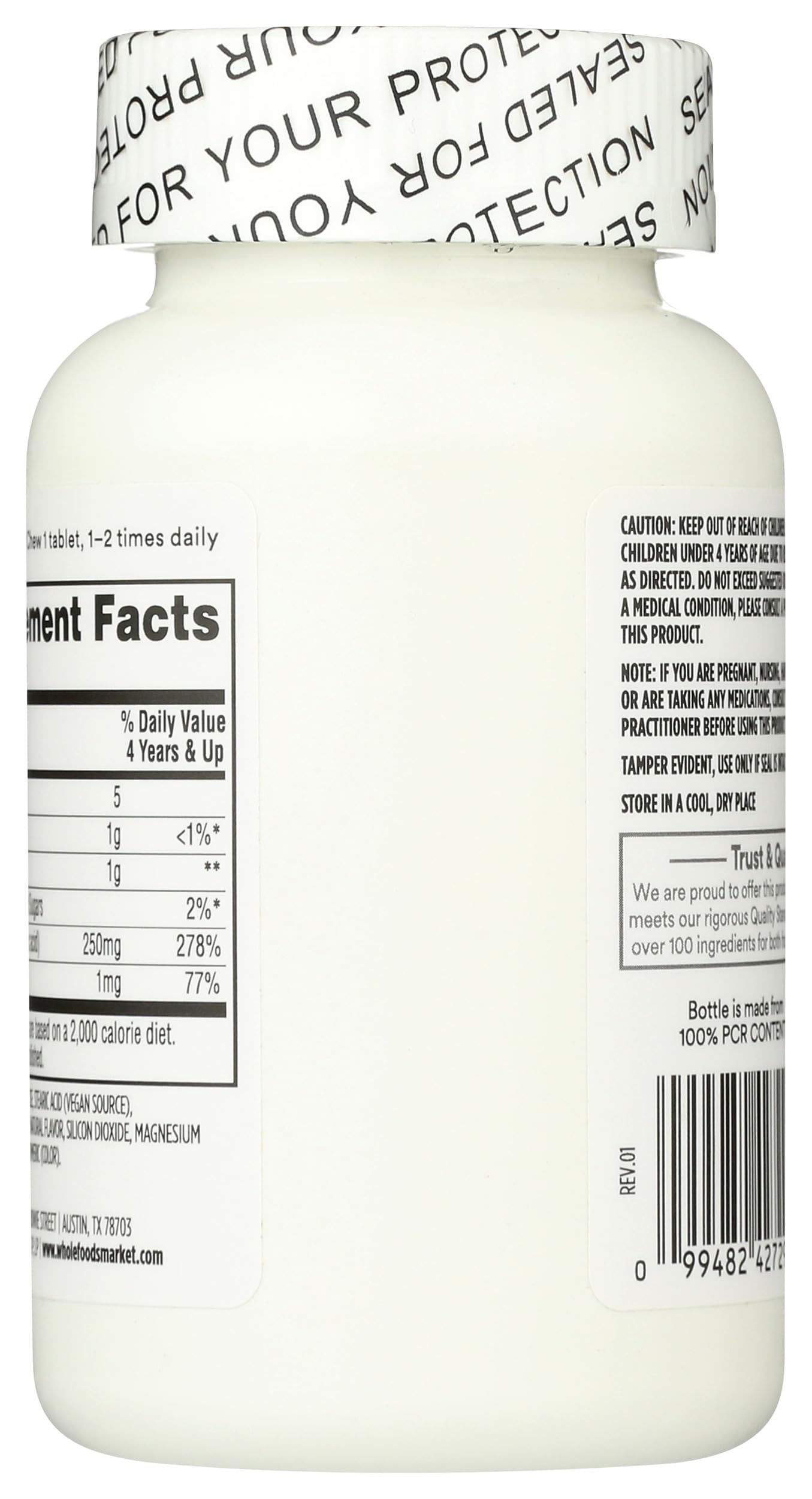 365 by Whole Foods Market Vitamin C Chewable Tablets packaging