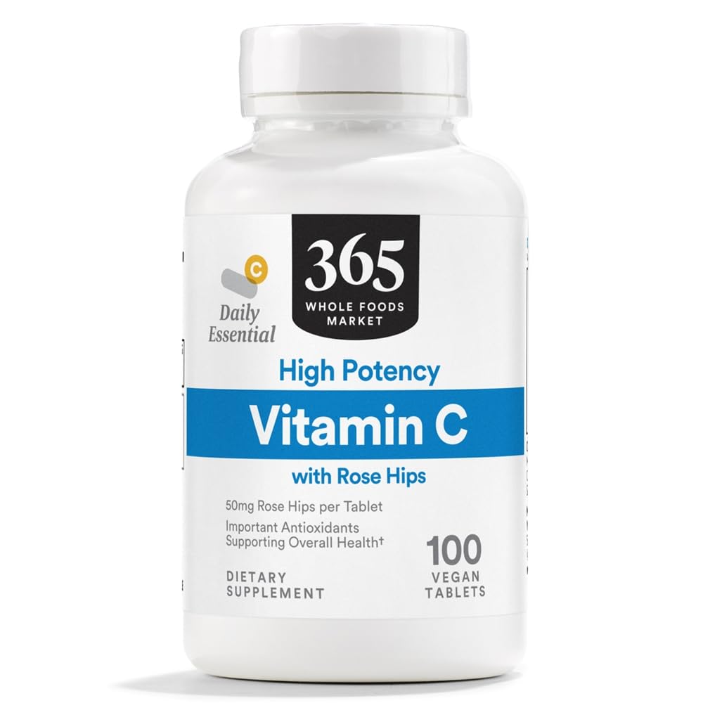 365 by Whole Foods Market Vitamin C Supplement front view with rosehips