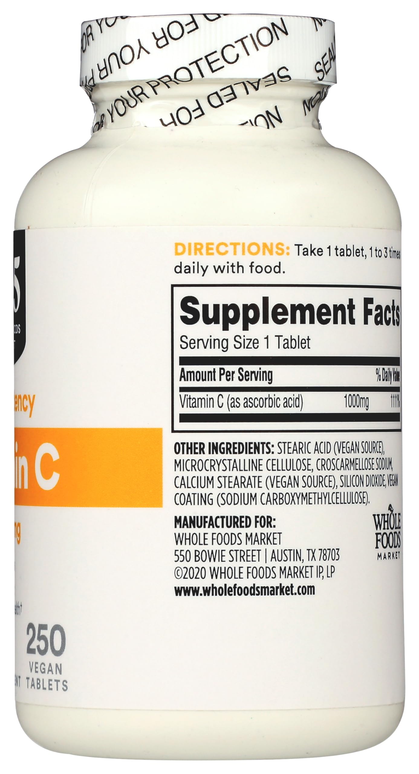 365 by Whole Foods Market Vitamin C Supplement side view