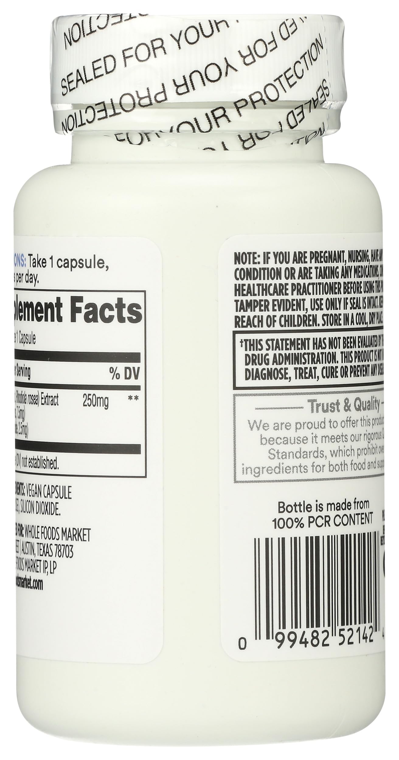 365 Rhodiola Supplement bottle with 60 vegan capsules
