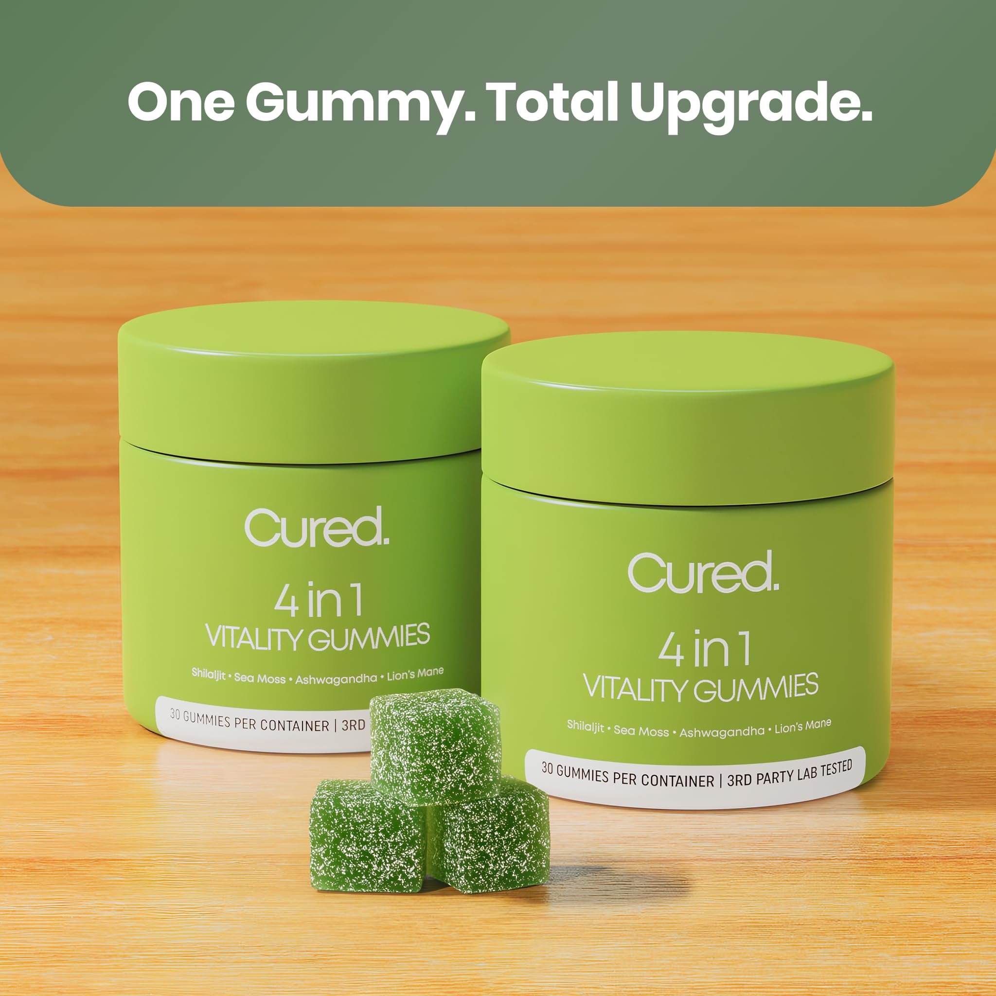 4-in-1 Male Vitality Gummies displayed with other supplements