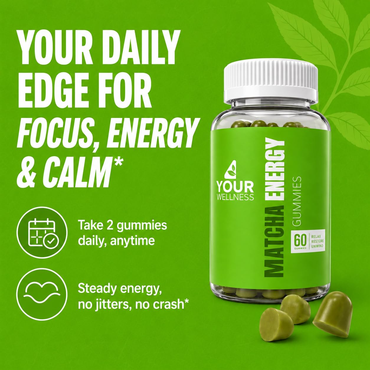 4 Your Wellness Matcha Green Tea Gummies lifestyle scene