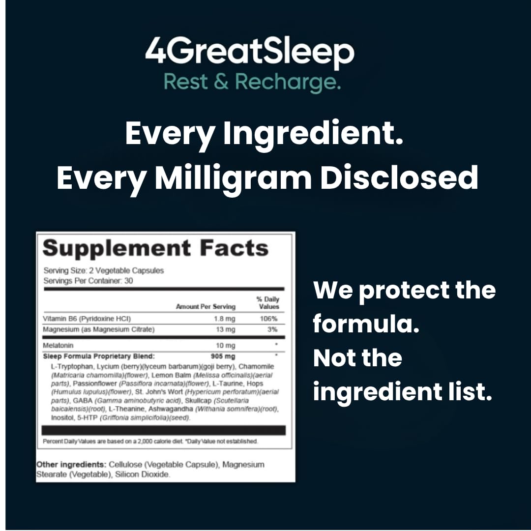 4GREATSLEEP Natural Sleep Aid packaging with ingredients