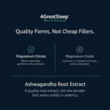 4GREATSLEEP Rest & Recharge Sleep Supplement with a measuring spoon for dosage