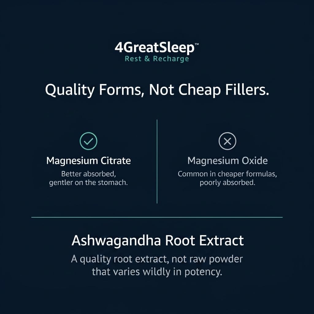 4GREATSLEEP Rest & Recharge Sleep Supplement with a measuring spoon for dosage