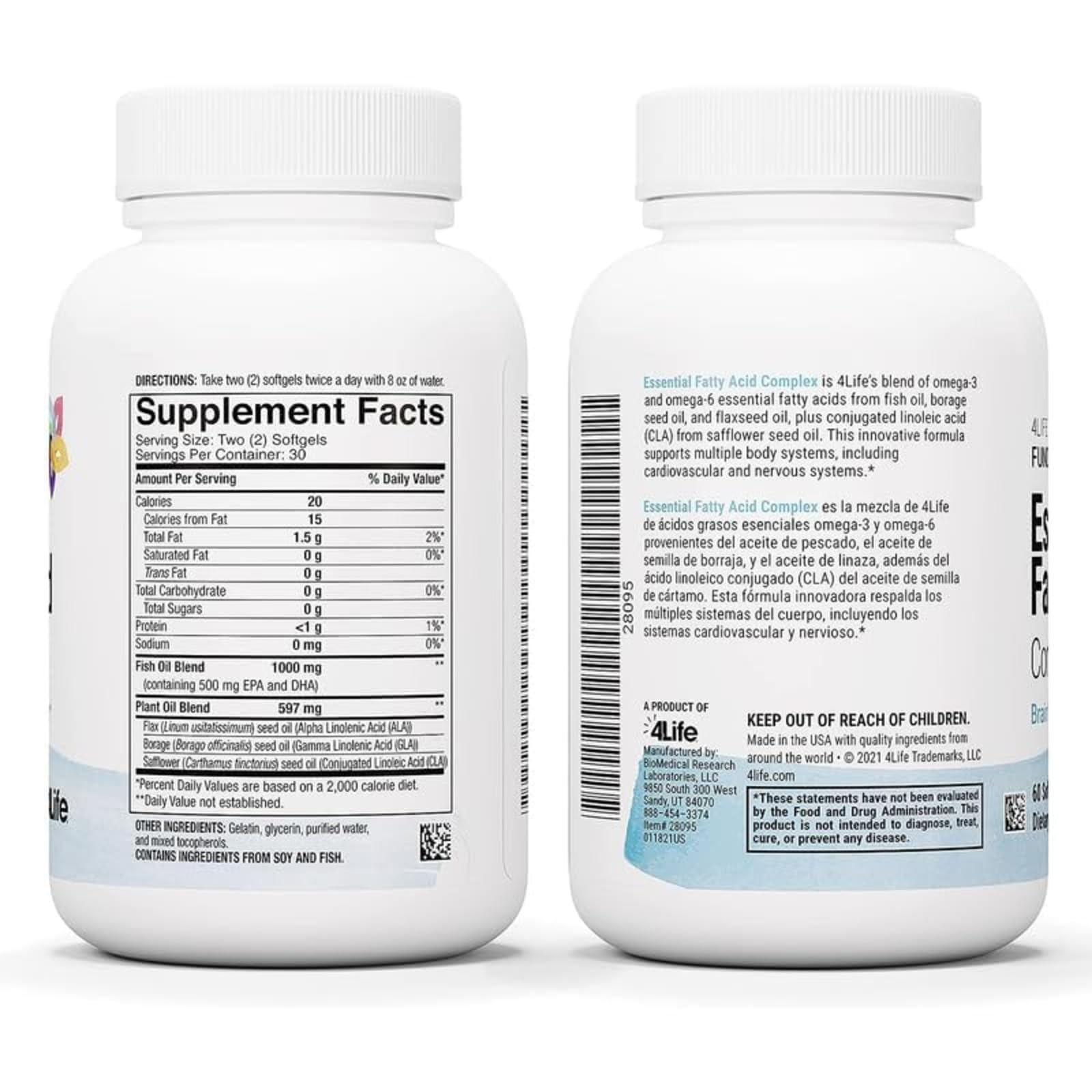 4Life CLA Fish Oil Blend 1000mg capsules side view