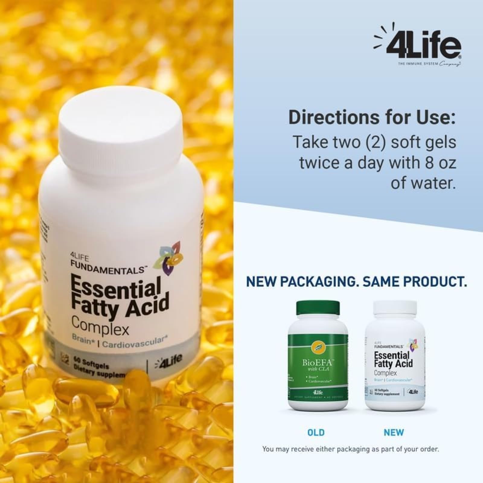 4Life CLA Fish Oil Blend 1000mg capsules with ingredients list