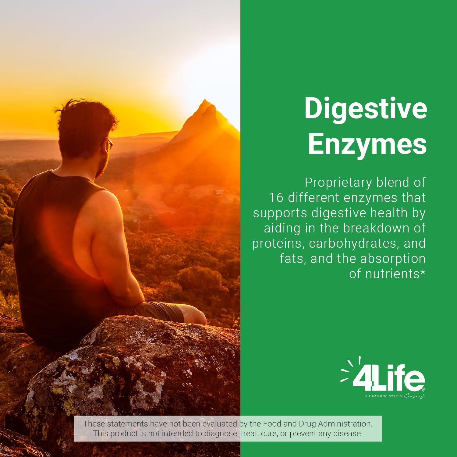 4Life Multi-Enzymes Supplement 45g side view showing capsule