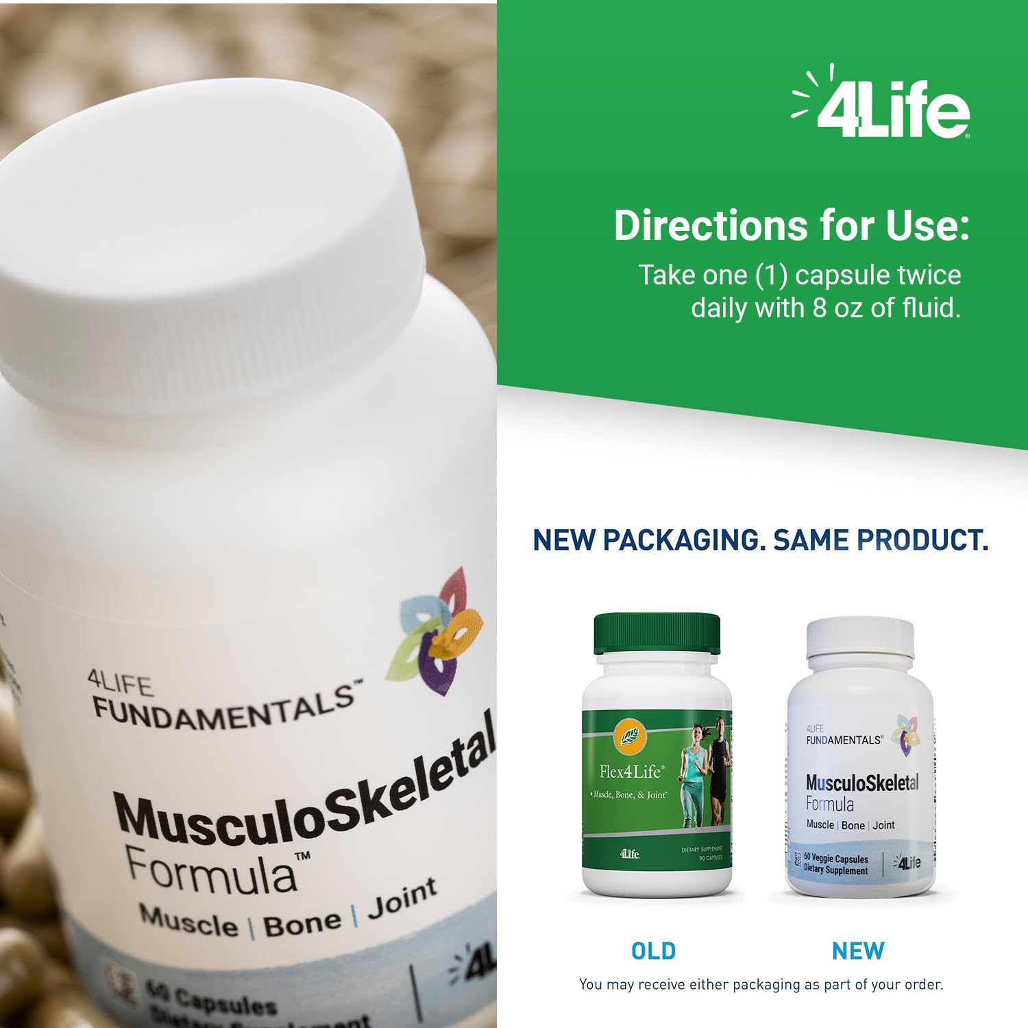 4Life Musculoskeletal Formula Turmeric Capsules on a table
