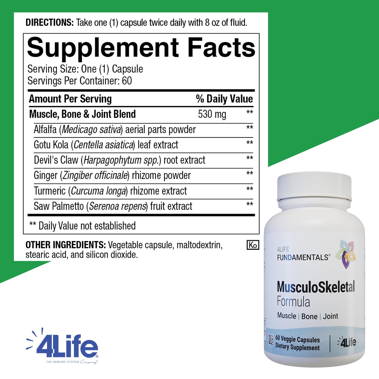 4Life Musculoskeletal Formula Turmeric Capsules side view