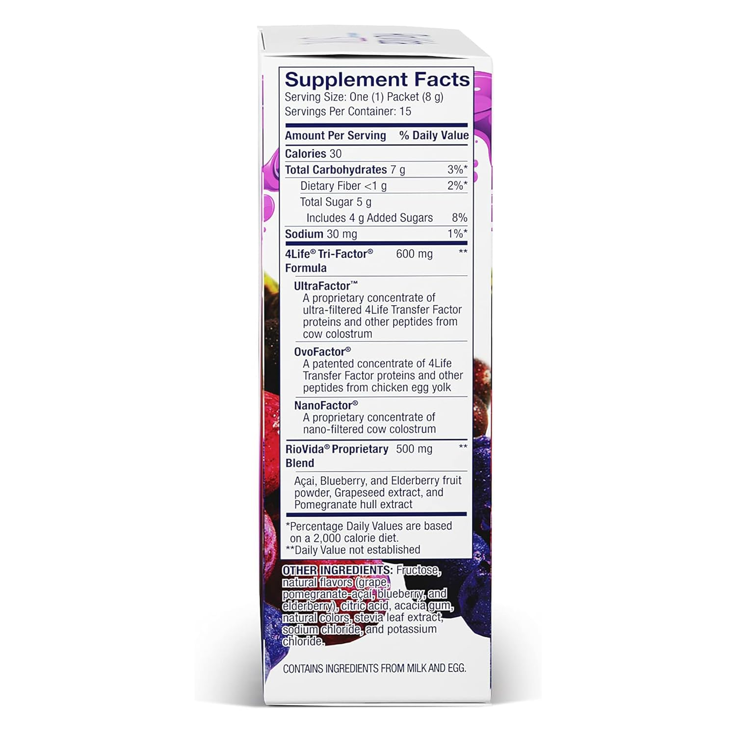 4Life Transfer Factor daily wellness Support Supplement stick pack back view