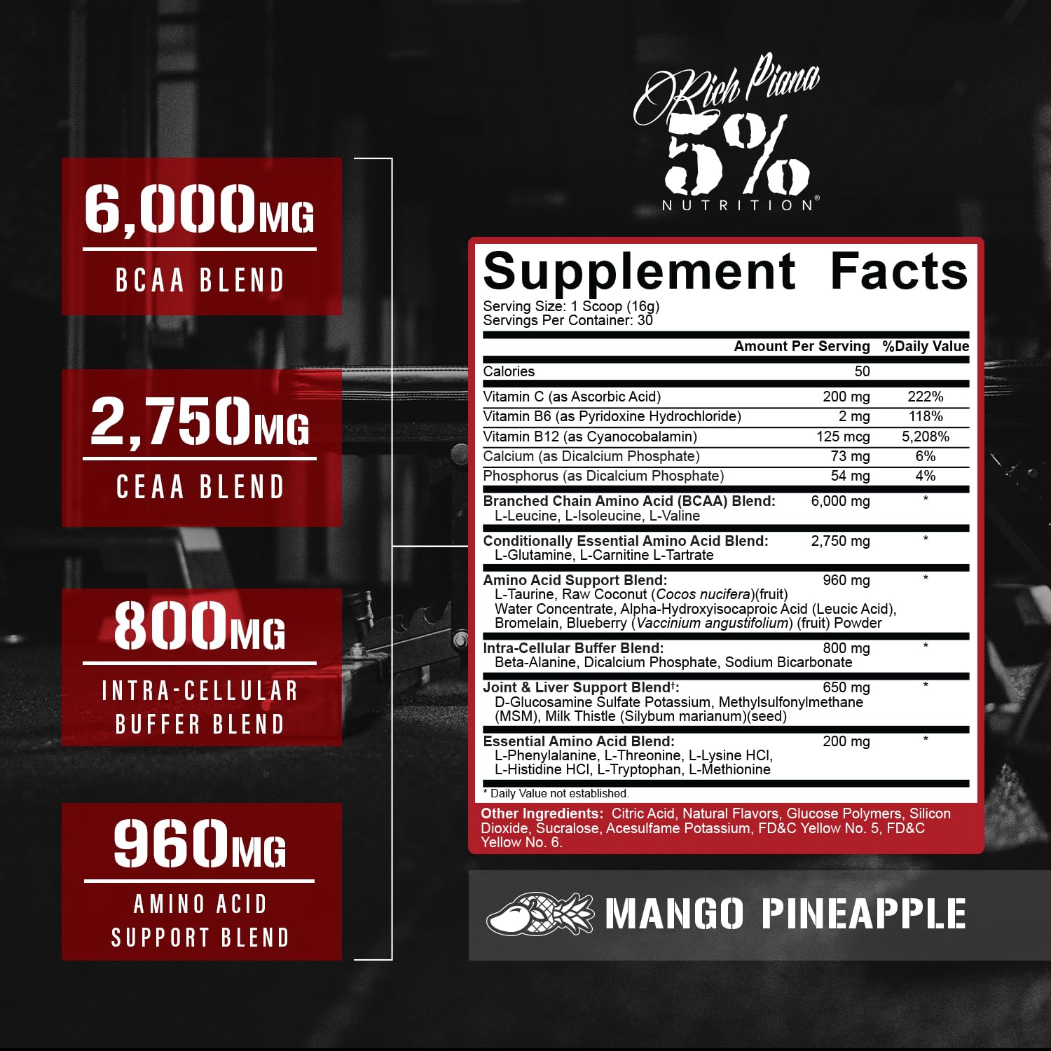 5% Nutrition ADYM Amino Acids Supplement 585g side view