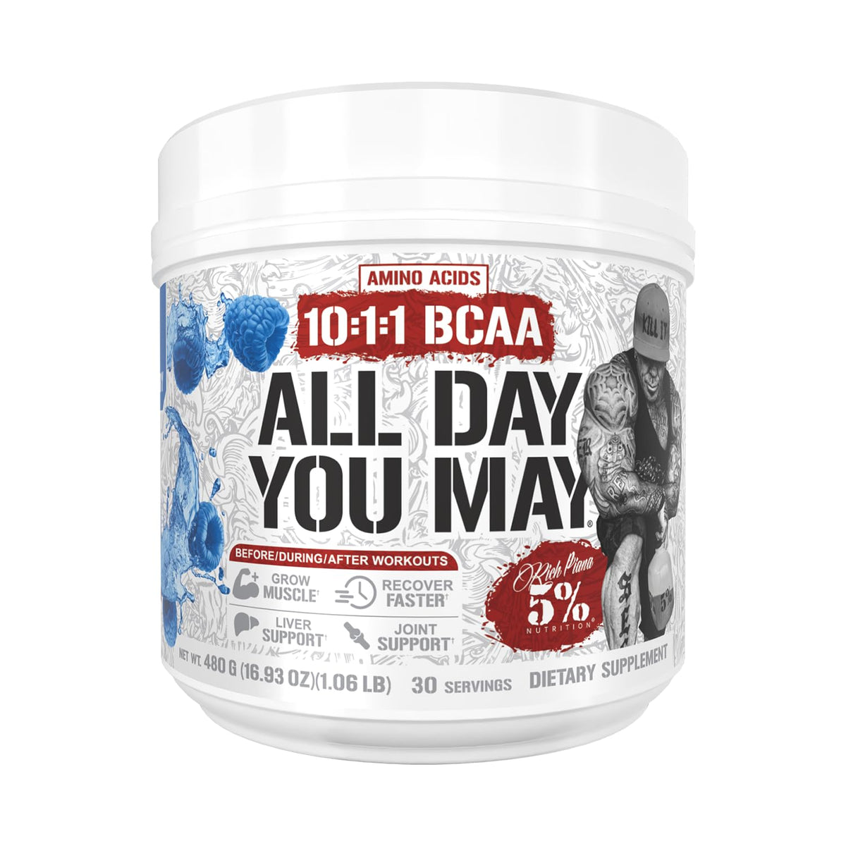 5% Nutrition ADYM BCAA Supplement 450g front view