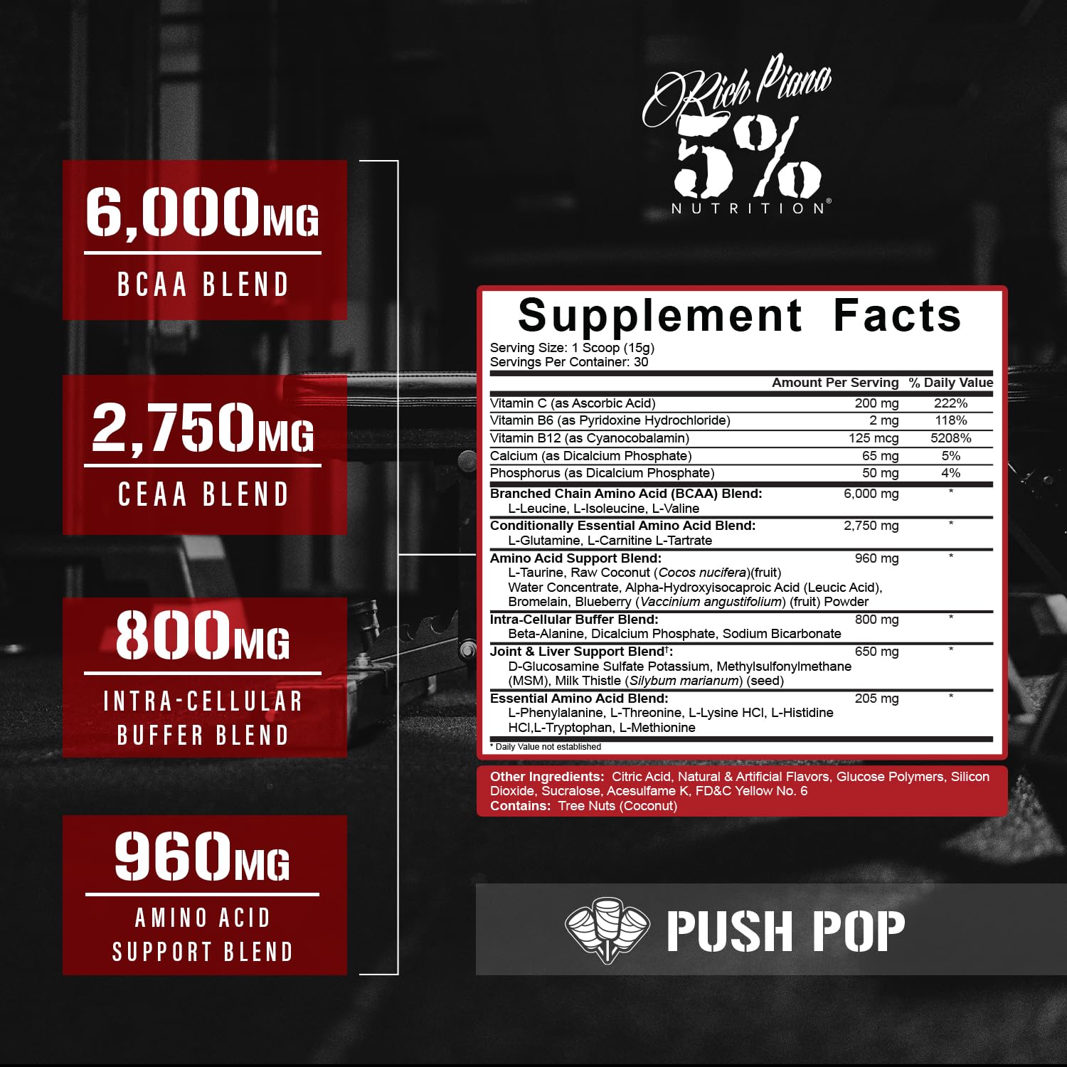 5% Nutrition ADYM BCAA Supplement 450g side view