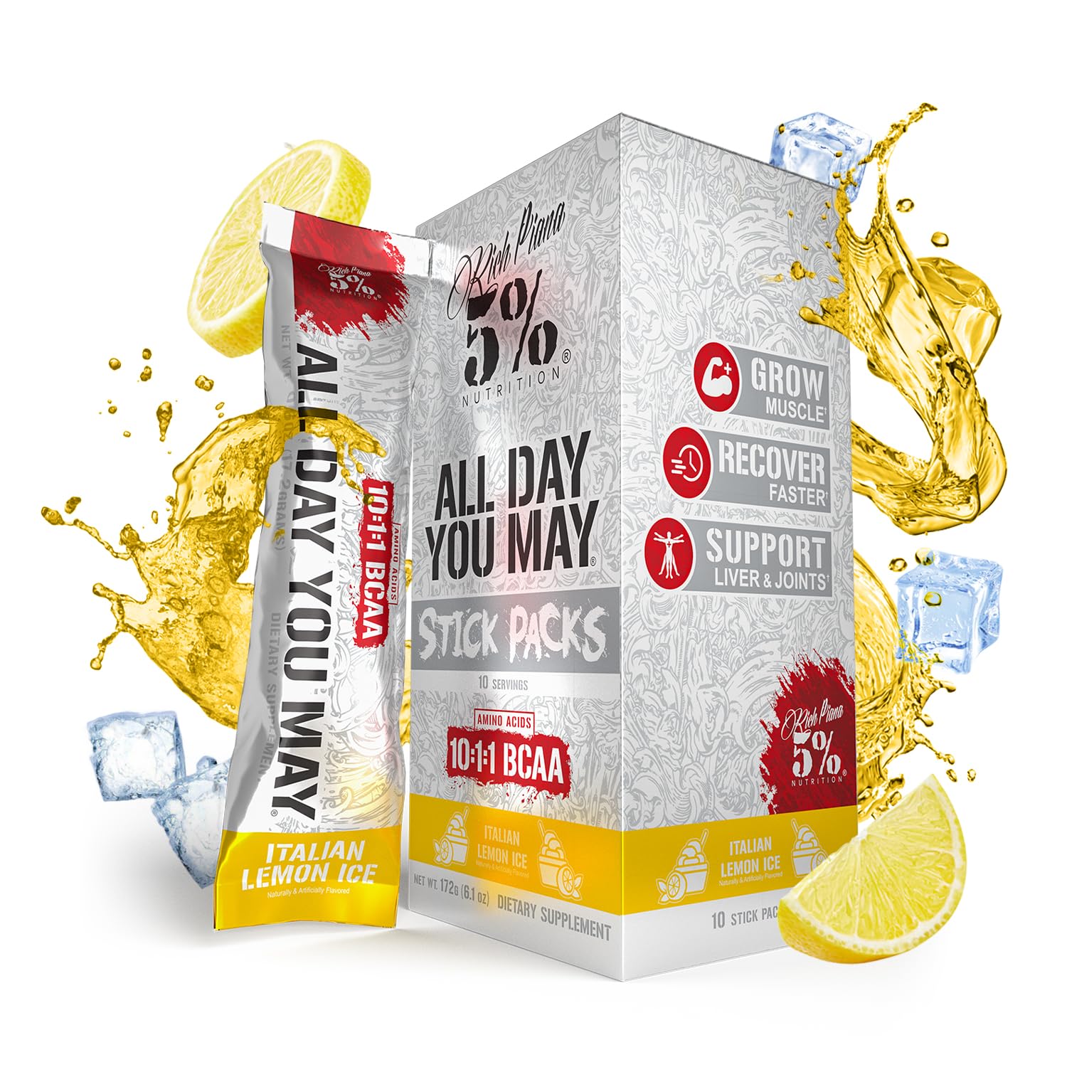 5% Nutrition AllDayYouMay BCAA Powder Hydration Packets front view