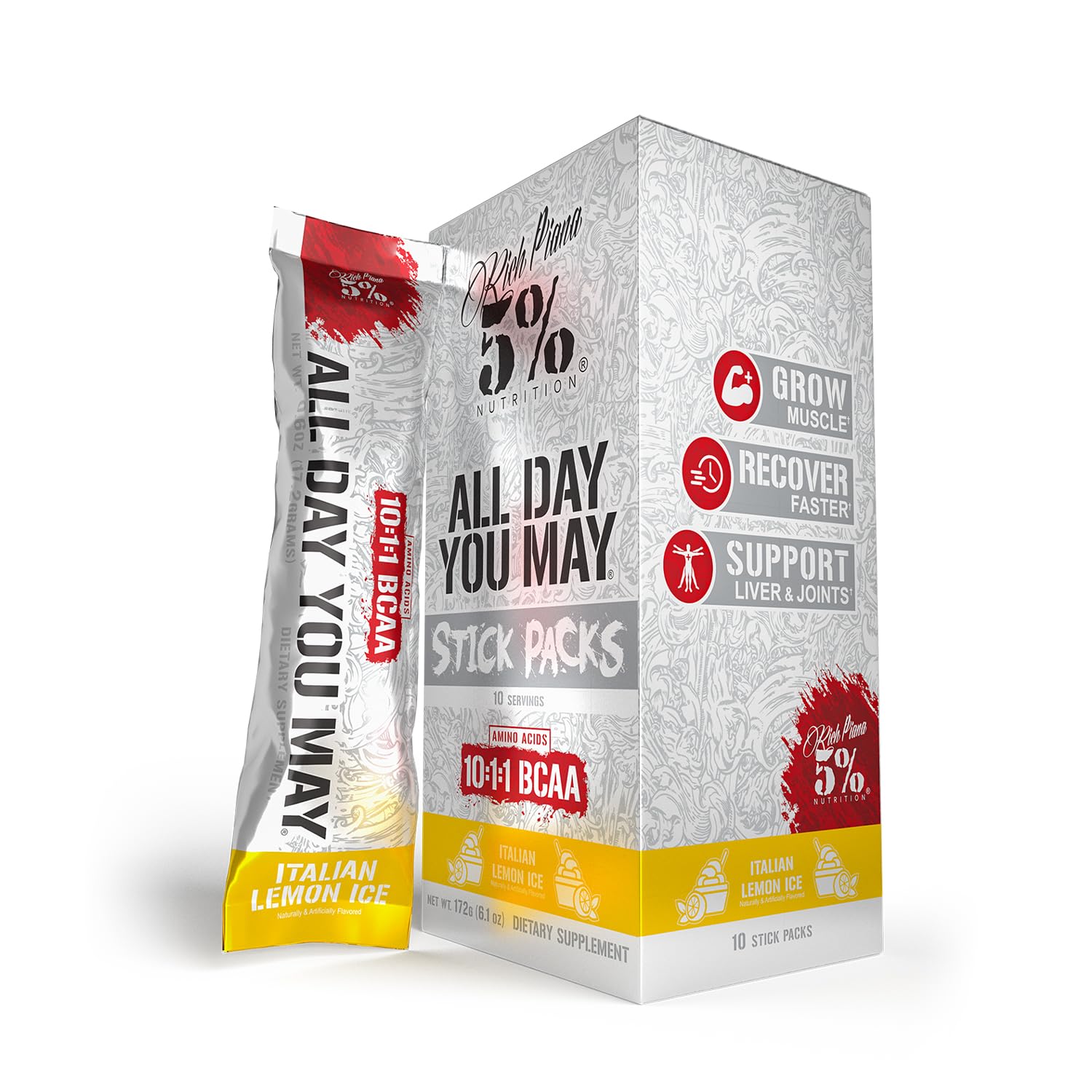 5% Nutrition AllDayYouMay BCAA Powder Hydration Packets nutritional information