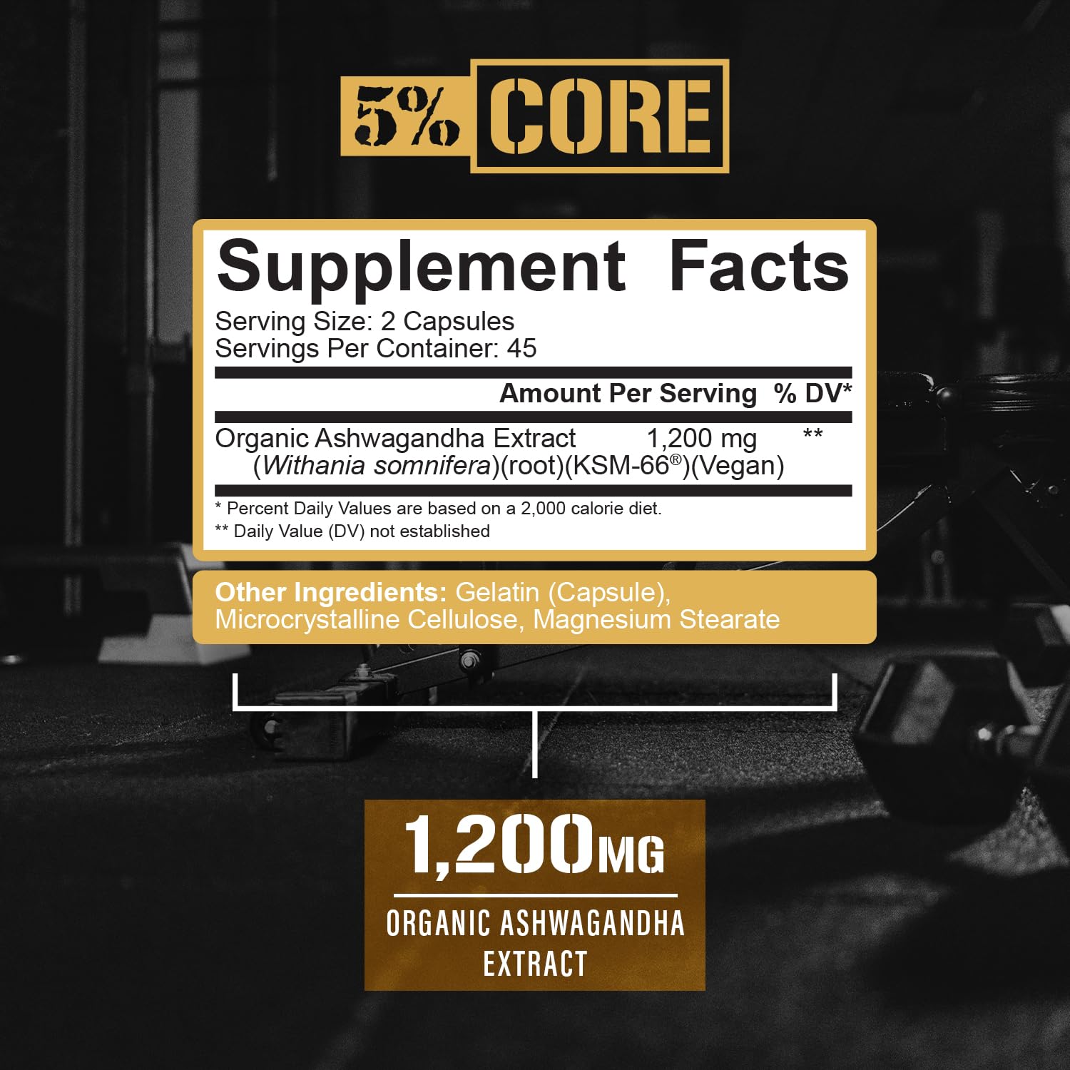 5% Nutrition Ashwagandha 30mg capsules packaging