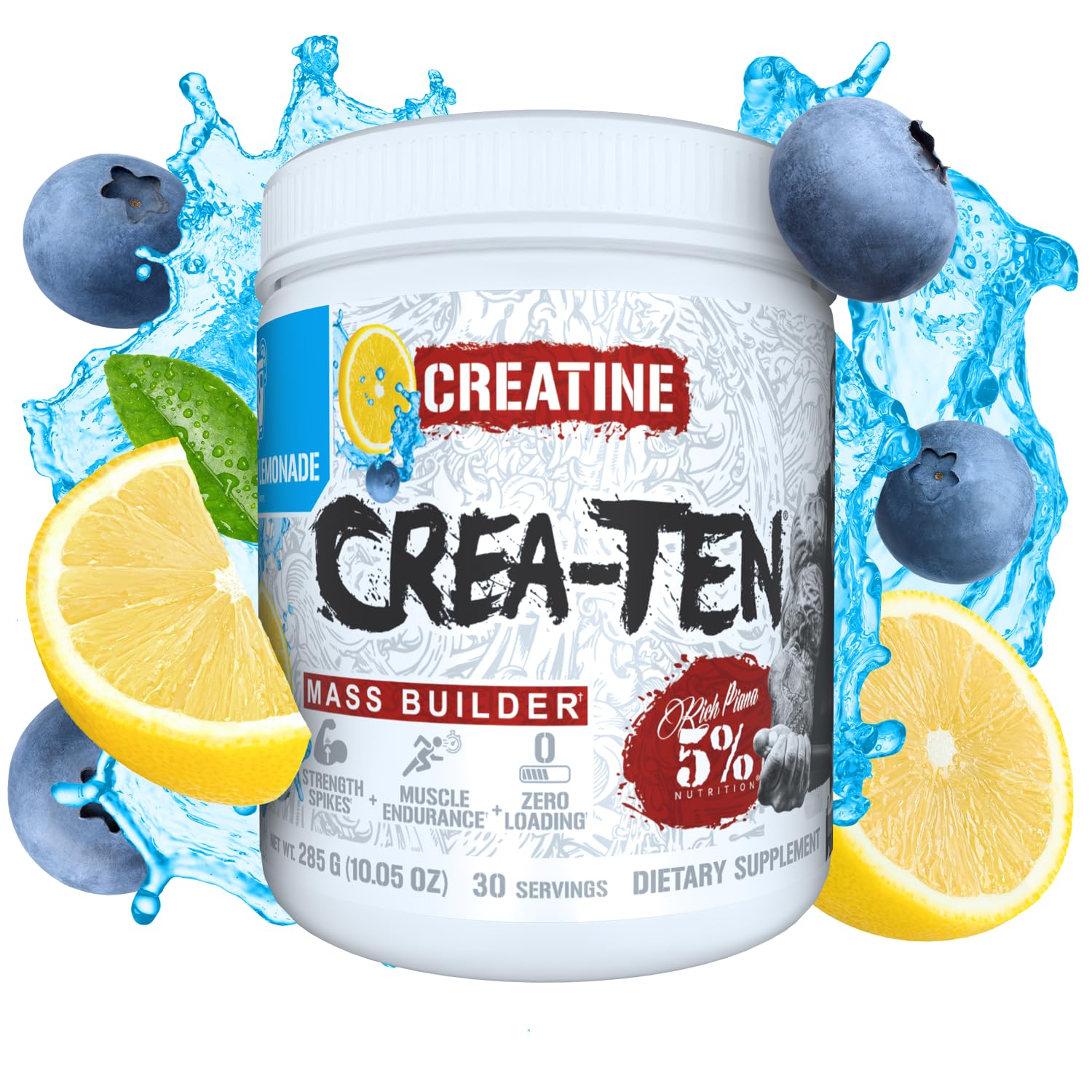 5% Nutrition CreaTEN Creatine Blend 290g mixed in water