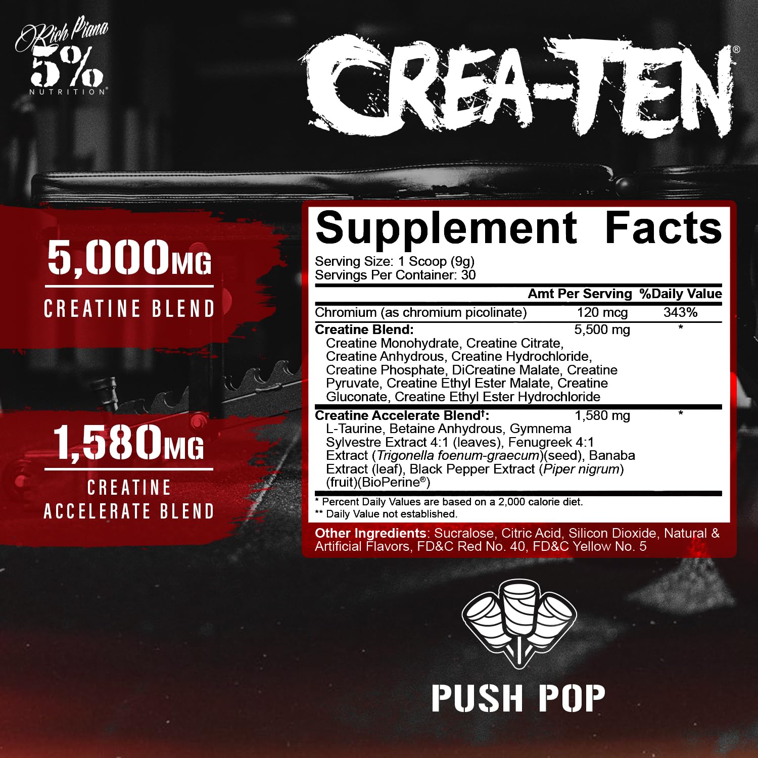 5% Nutrition CreaTEN Creatine Blend 293g side view