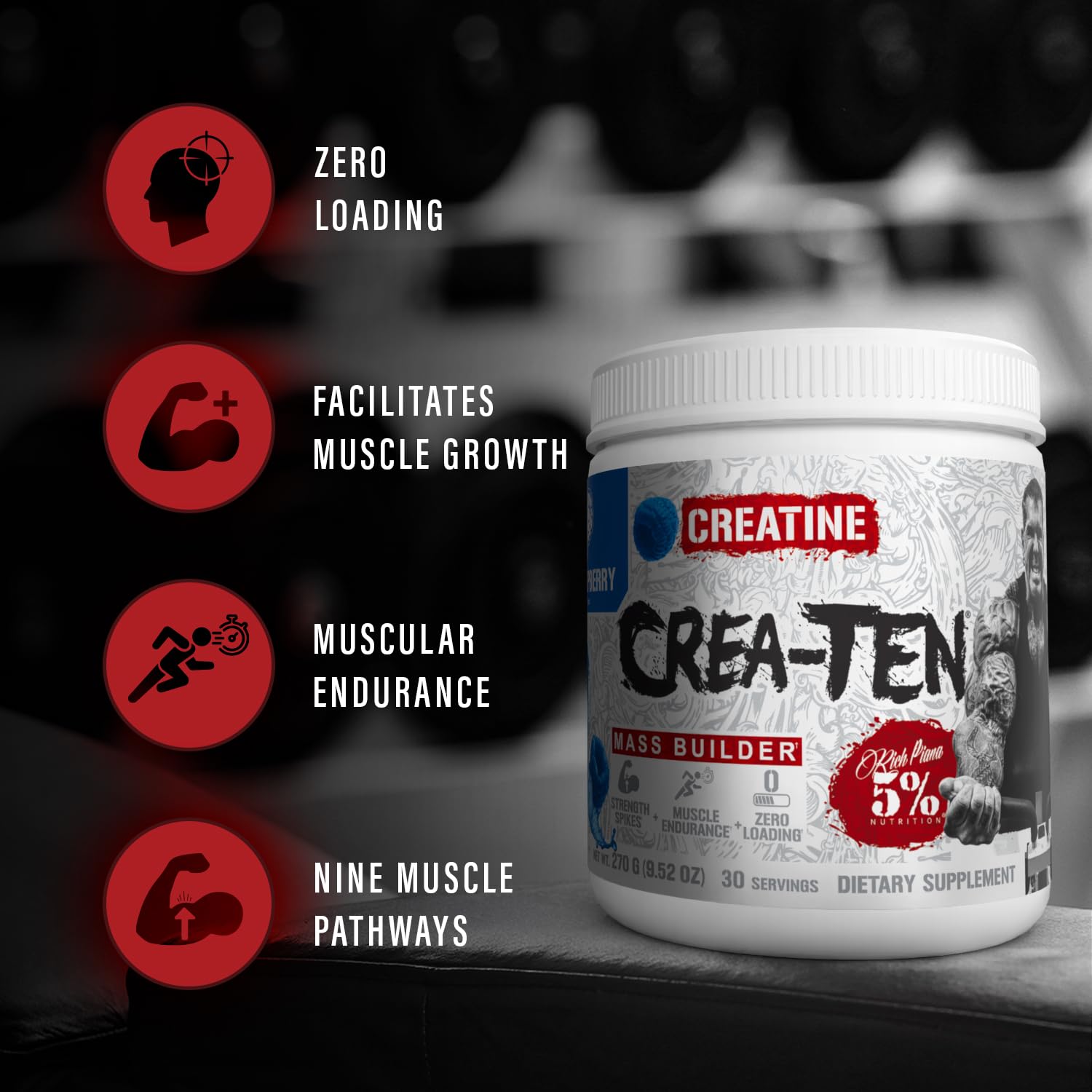 5% Nutrition CreaTEN Creatine Blend 331g side view