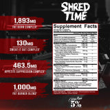5% Nutrition SHRED TIME FAT BURNER 181g side view