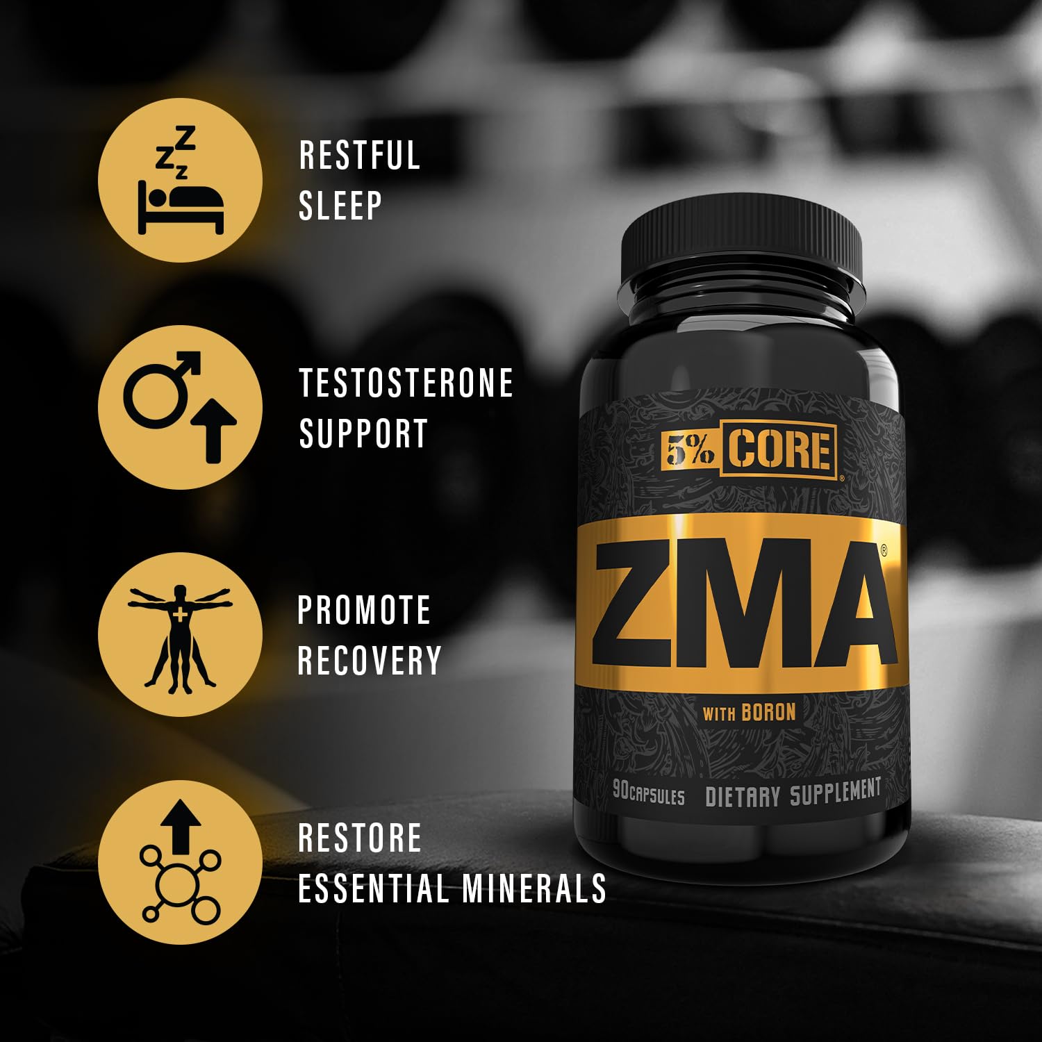 5% Nutrition ZMA supplement back view with ingredient list