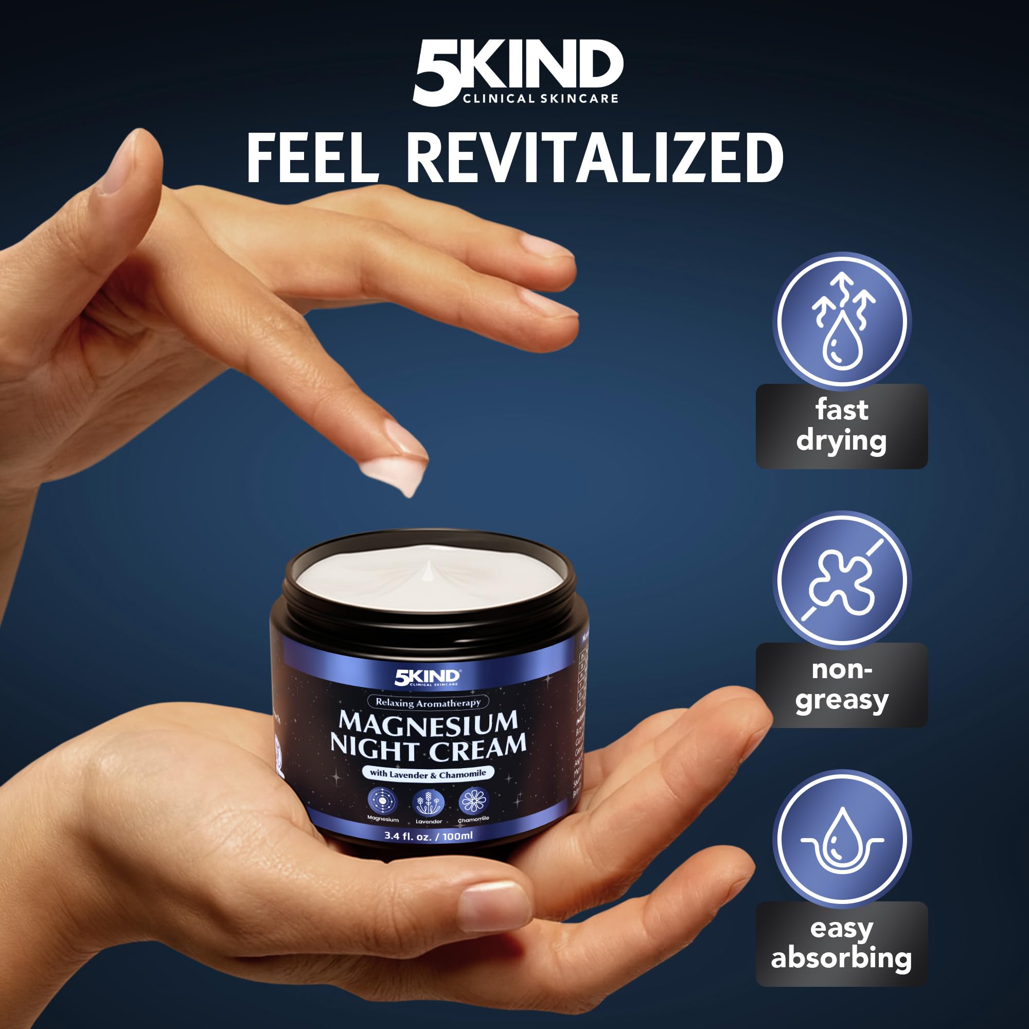 5kind Magnesium Lotion with lavender and chamomile ingredients