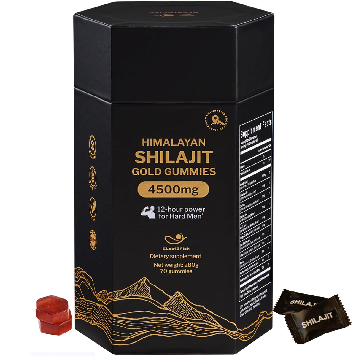 5Loaf2Fish Shilajit Gummies front view with packaging