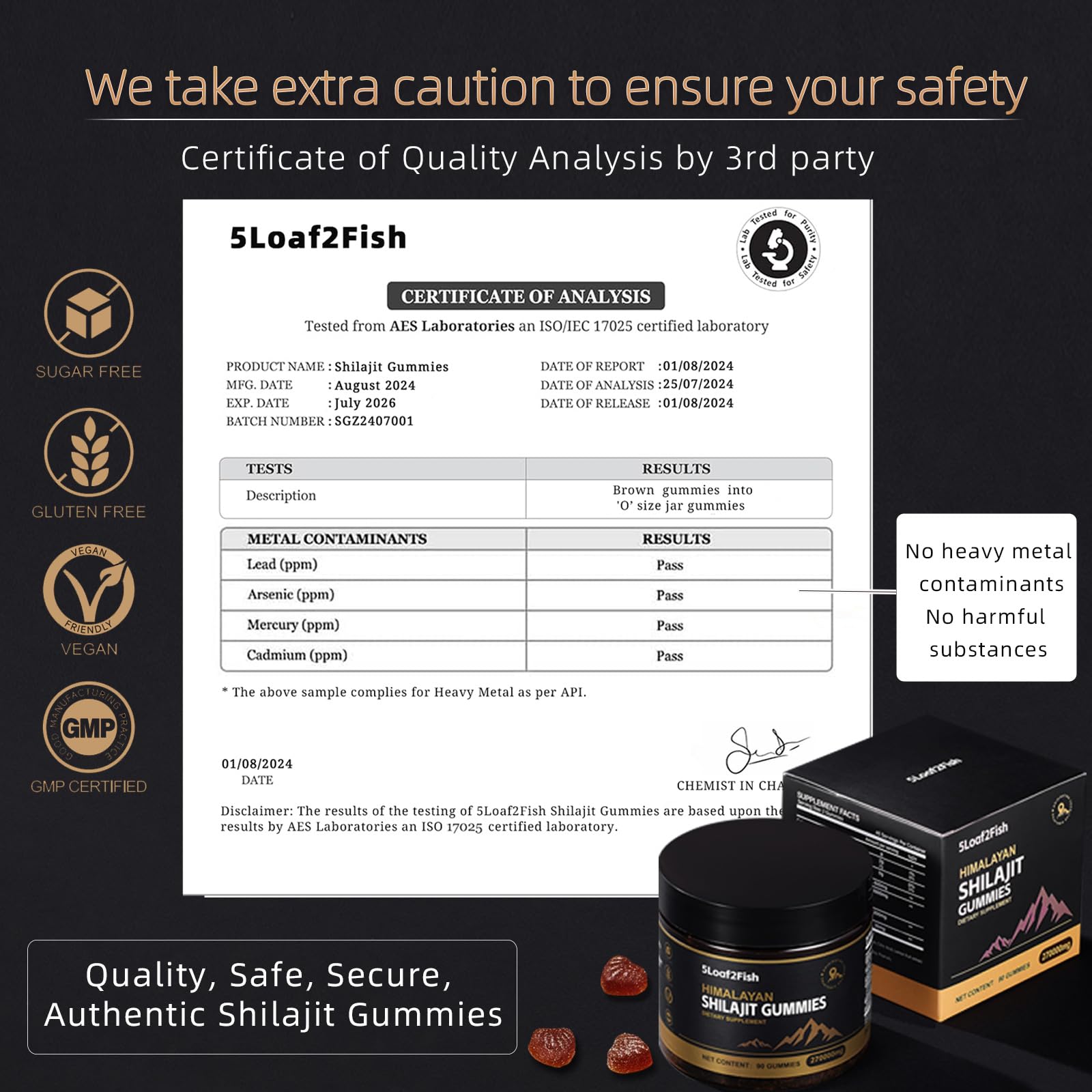 5Loaf2Fish Shilajit Gummies packaging side view