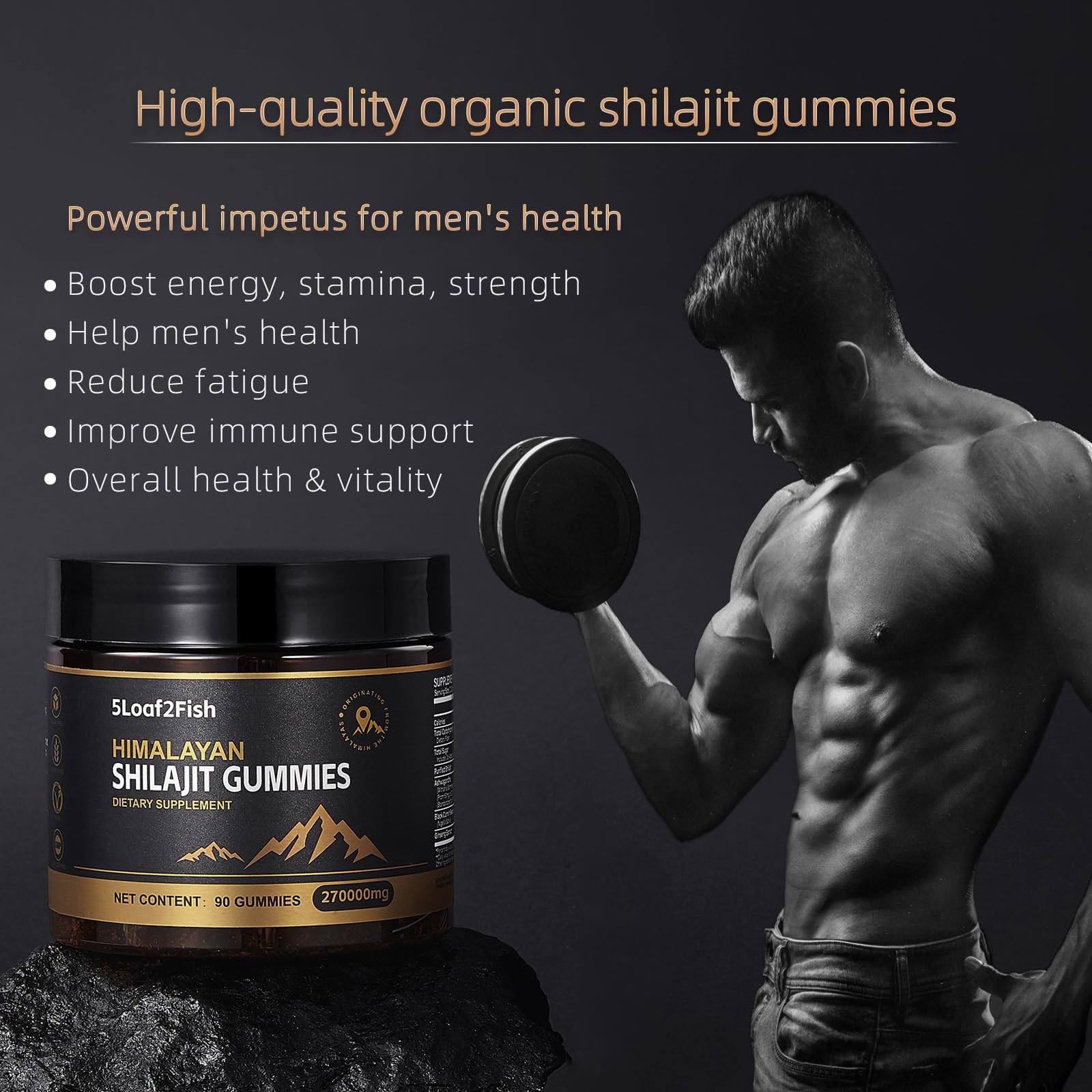 5Loaf2Fish Shilajit Gummies with ashwagandha and ginseng ingredients