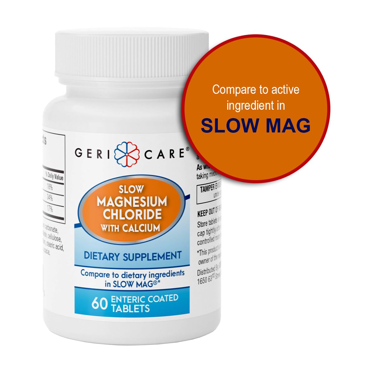 GeriCare Slow Magnesium Chloride and Calcium Tablets with measuring spoon