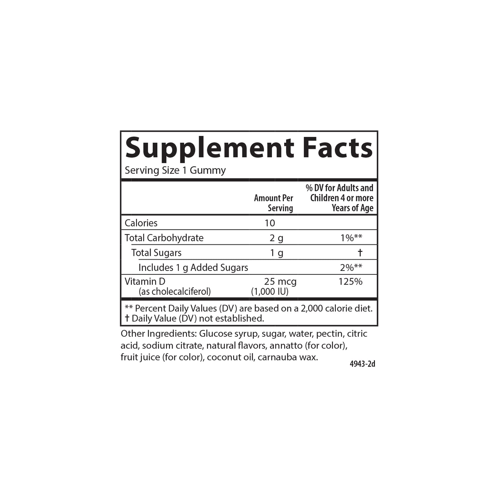 Carlson Kid's Vitamin D3 Gummies bottle with natural fruit flavours