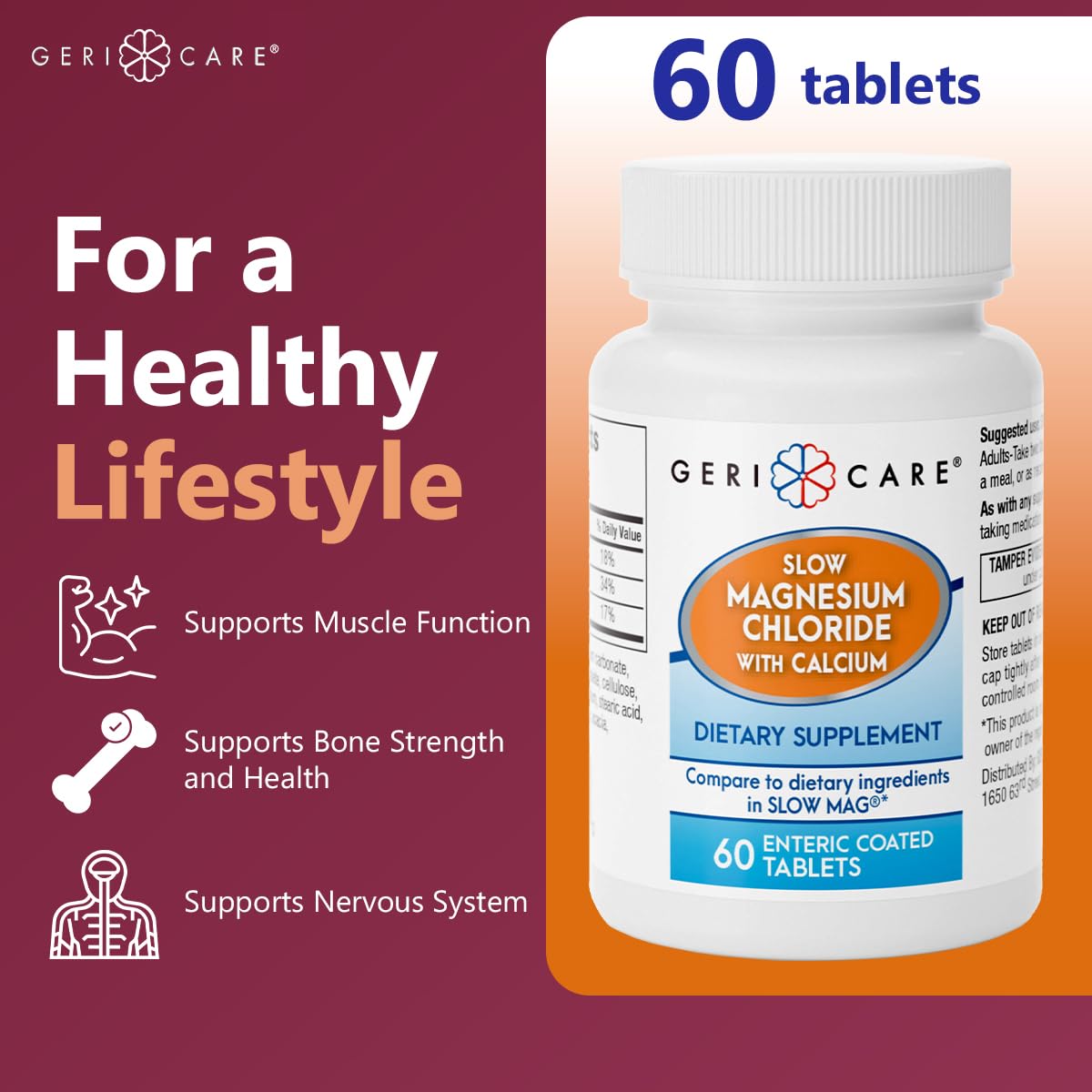 GeriCare Slow Magnesium Chloride and Calcium Tablets packaging