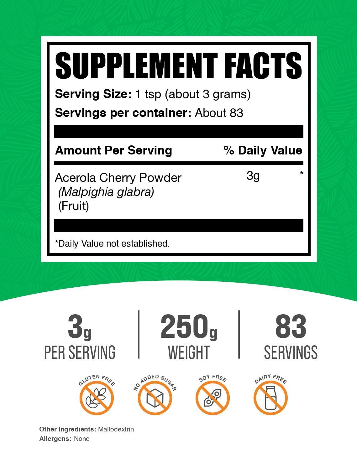BulkSupplements Acerola Cherry Powder 259g packaging