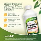 HealthA2Z Liquid Vitamin B-Complex 16 oz with a glass