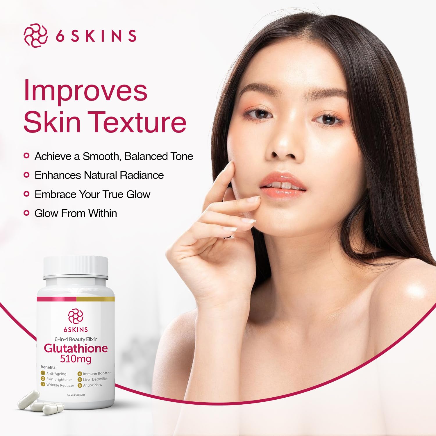6SKINS Liposomal Glutathione Supplement 510mg lifestyle scene