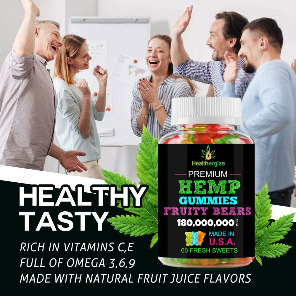 Back of Healthergize Hemp Gummies packaging