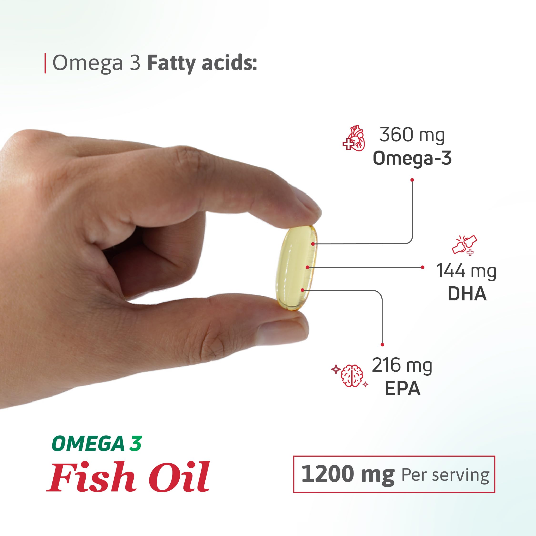 Nutra Nutrition Omega-3 Fish Oil Softgels 1200mg on table