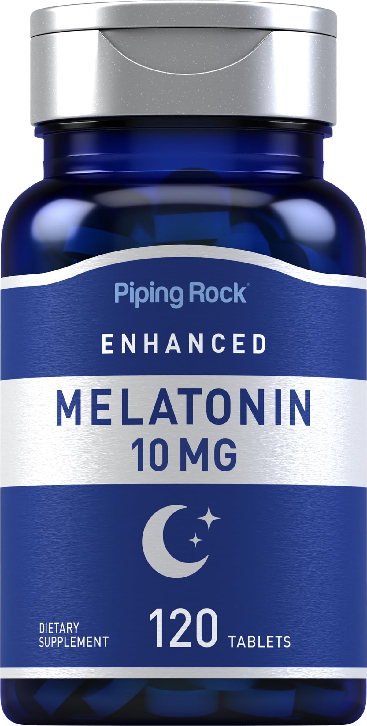 Piping Rock Melatonin 10mg Tablets front view, 120 count