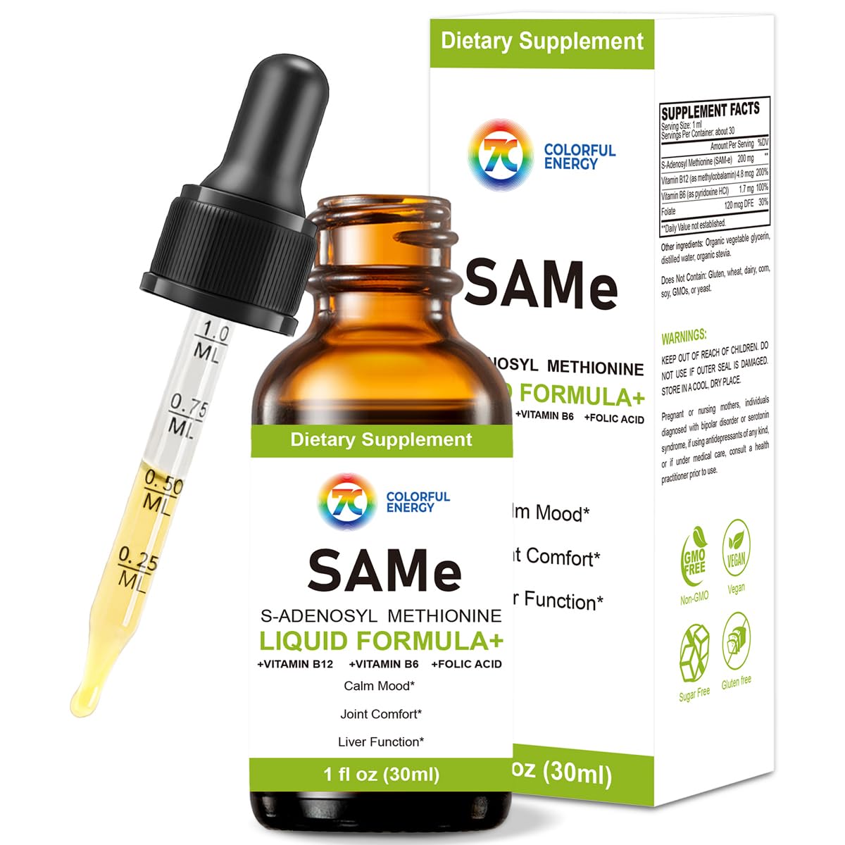 7c SAMe Liquid Supplement 200mg front view