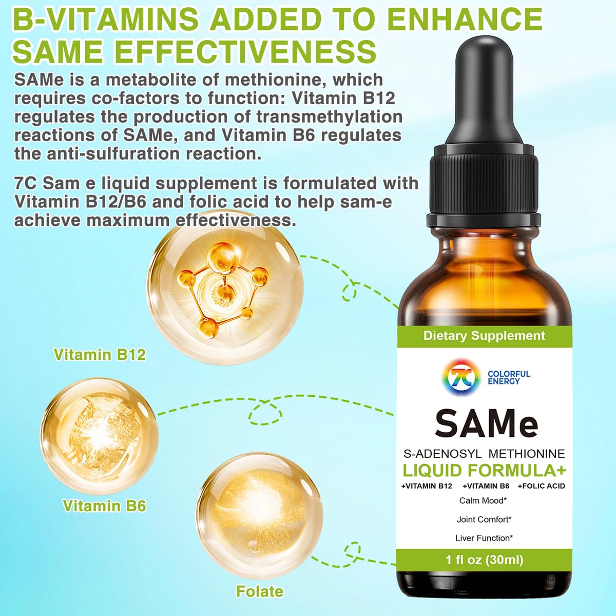 7c SAMe Liquid Supplement packaging side view