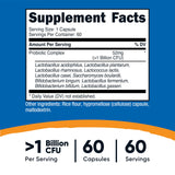 Nutricost Probiotic Complex 50g side view with label