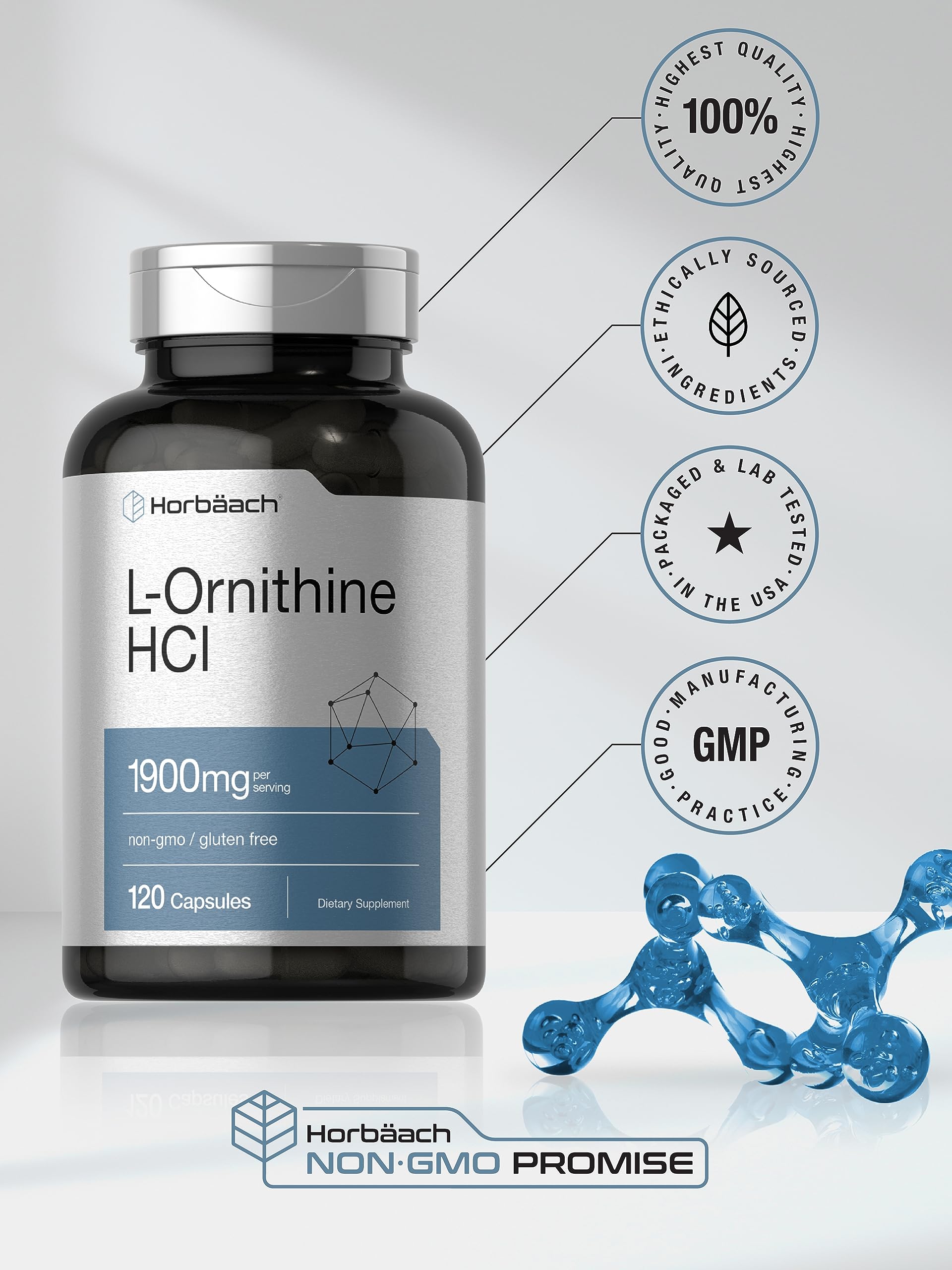 Ingredients list for Horbäach L-Ornithine HCl capsules