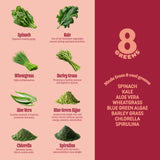 8Greens Aloe Vera Supplement with a glass of water