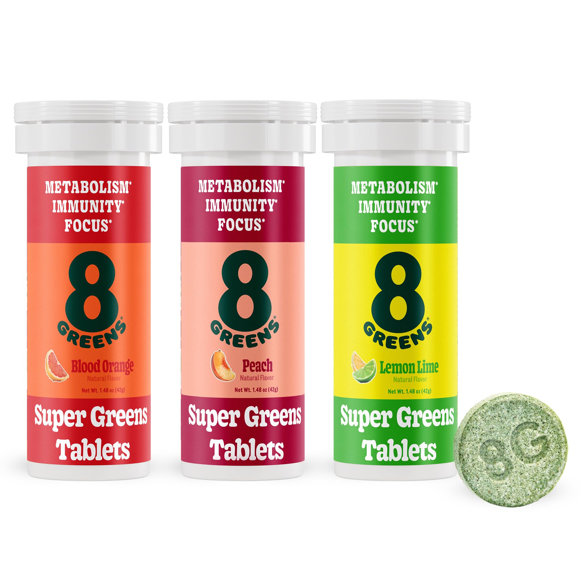 8Greens Daily Greens tablets in a glass